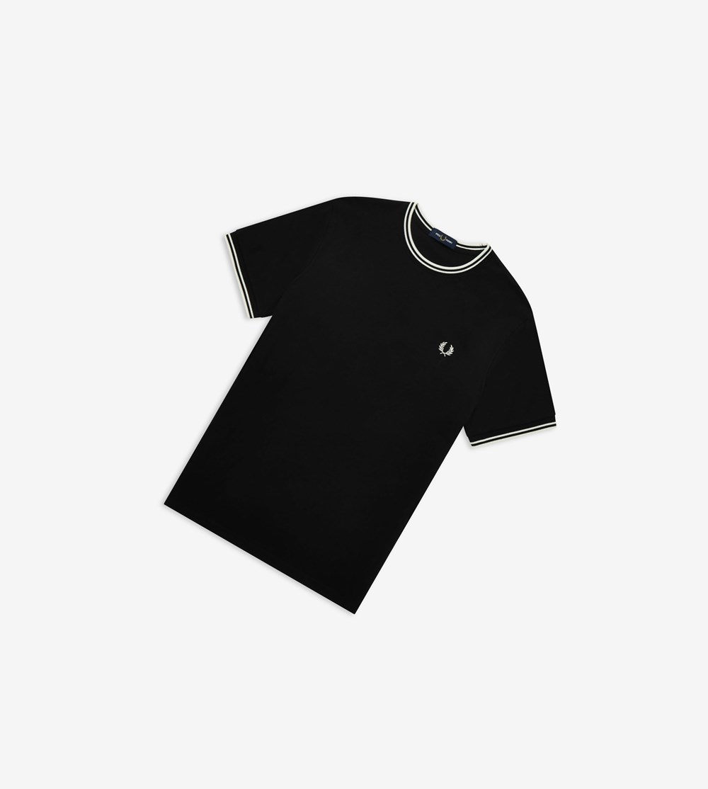 Fred Perry Twin Tipped T-shirts Heren Zwart | FGO475390