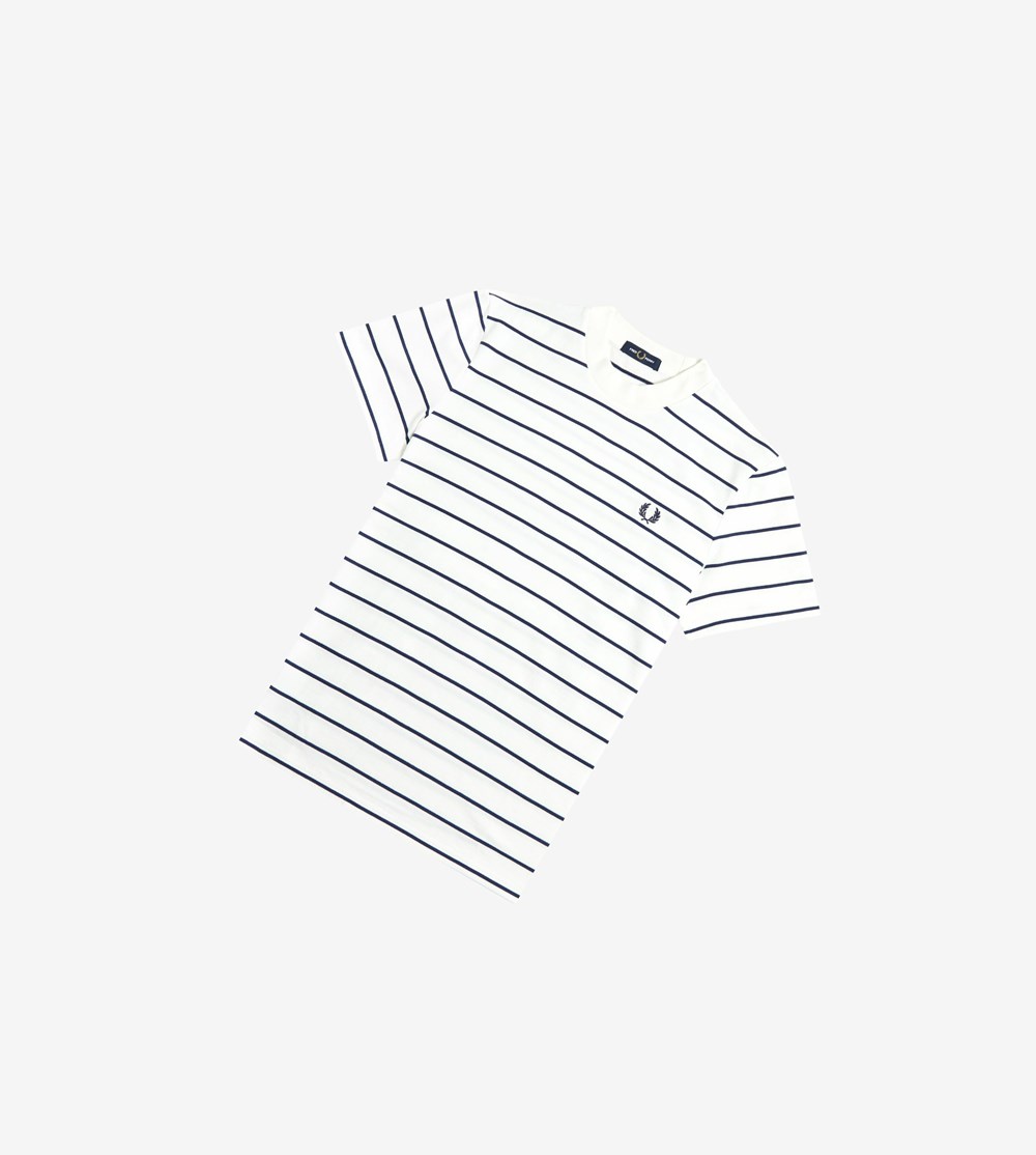 Fred Perry Two Colour Stripe T-shirts Heren Wit | REB973215