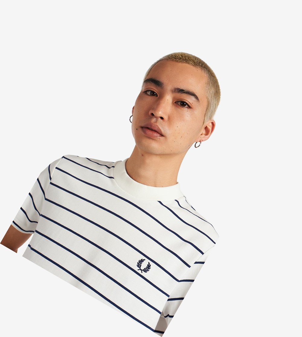 Fred Perry Two Colour Stripe T-shirts Heren Wit | REB973215