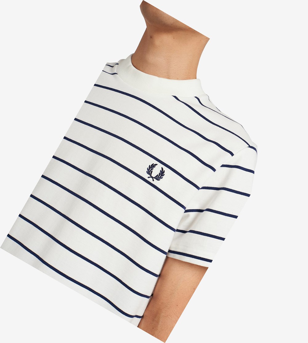 Fred Perry Two Colour Stripe T-shirts Heren Wit | REB973215