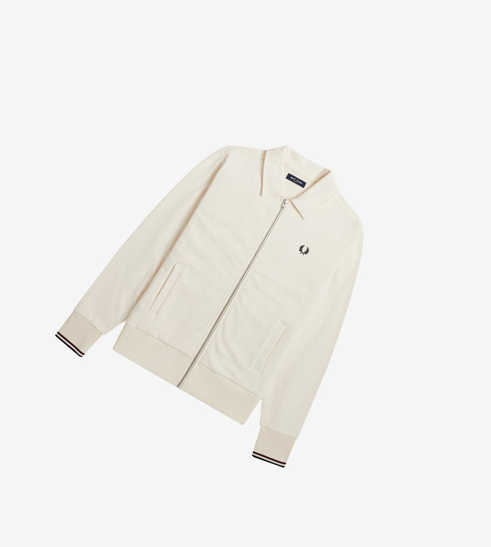 Fred Perry Zip Through Sweatshirt Heren Beige | CWI637014